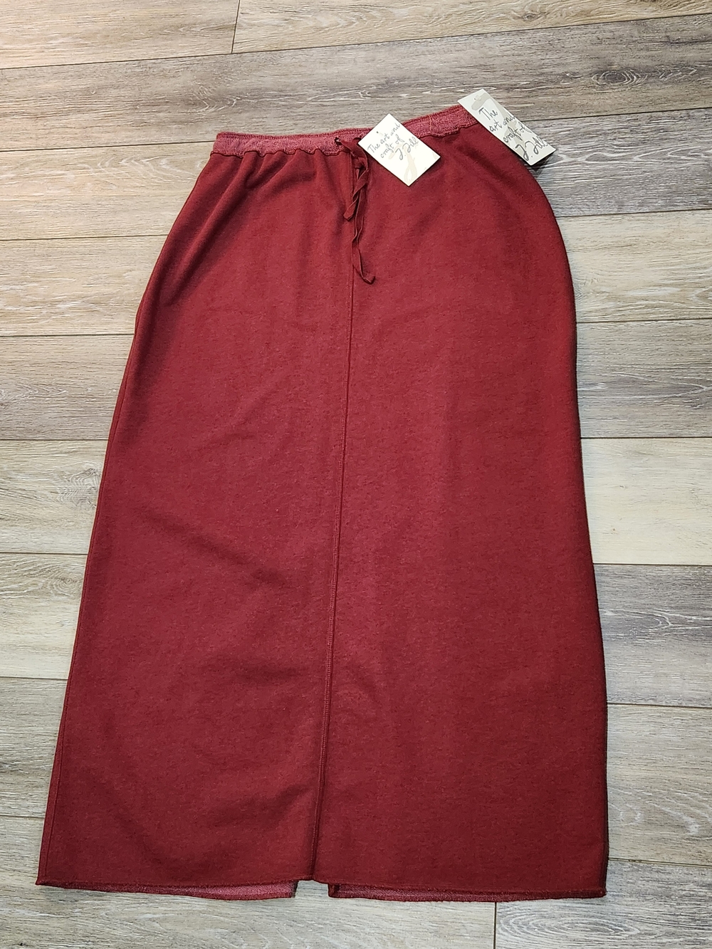 J. Jill Wine Terrycloth Drawstring Waist Maxi Skirt Navajo Red Size Large NWT